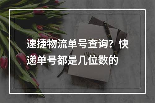 速捷物流单号查询？快递单号都是几位数的