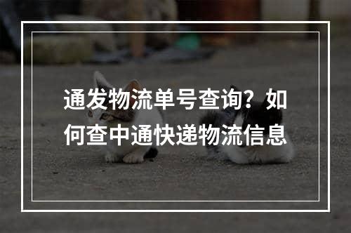 通发物流单号查询？如何查中通快递物流信息