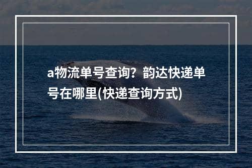 a物流单号查询？韵达快递单号在哪里(快递查询方式)