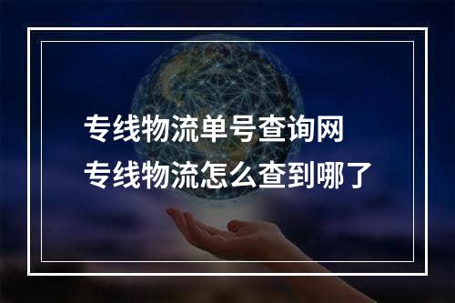 专线物流单号查询网 专线物流怎么查到哪了