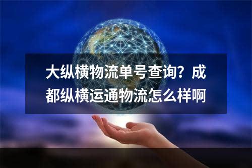 大纵横物流单号查询？成都纵横运通物流怎么样啊