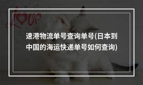 速港物流单号查询单号(日本到中国的海运快递单号如何查询)