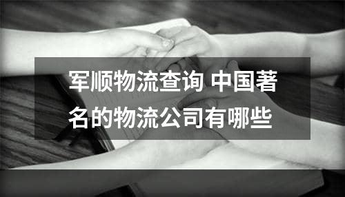 军顺物流查询 中国著名的物流公司有哪些