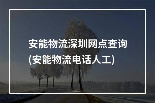 安能物流深圳网点查询(安能物流电话人工)