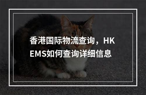 香港国际物流查询，HK EMS如何查询详细信息