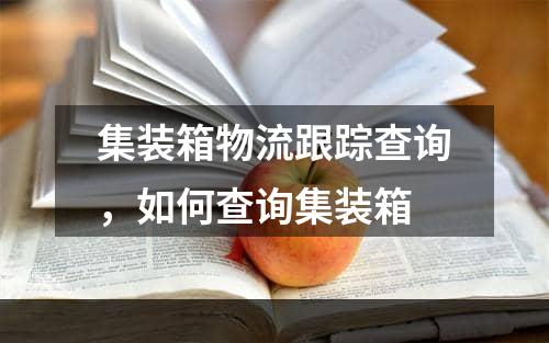 集装箱物流跟踪查询，如何查询集装箱